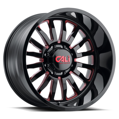 Cast Aluminum Wheels Summit 9110 GB-RD 20x9 Red Milled Spokes Gloss Black 5 On 139.7 Bolt Pattern 0 Offset Cali Offroad Wheels