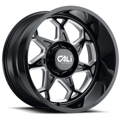 Cast Aluminum Wheels Sevenfold 9111 GB 20x9 Milled Spokes Gloss Black 6 On 135 Bolt Pattern 0 Offset Cali Offroad Wheels
