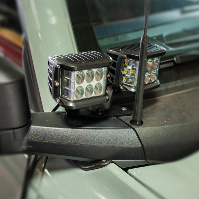 Ditch Light Mount Kit Fits 21-Present Ford Bronco Raptor - (2) 3X2 18W Amber LED Pods/(2) 3.5 Inch Round Cannon Pods Cali Raised LED