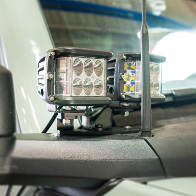 Ditch Light Mount Kit Fits 21-Present Ford Bronco Raptor - (2) 3X2 18W Amber LED Pods/(2) 3.5 Inch Round Cannon Pods Cali Raised LED