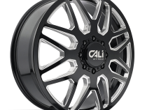 Dually Wheels Invader Dually 9115D GB-M 24x8.25 Milled Spokes Gloss Black 8 On 165.1 Bolt Pattern 115 Offset Cali Offroad Wheels