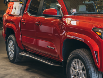 Step Edition Rock Slider For 24-Present Toyota Tacoma/Double Cab Long Bed W/ No Kick Out/Yes (Bed Liner)/Raw Steel Cali Raised LED