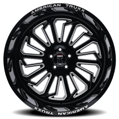 Butcher AT1916 Gloss Black Milled 20X12 5-127 -25MM 71.6MM Off Road Wheels American Truxx