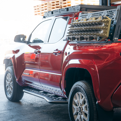 Step Edition Rock Slider For 24-Present Toyota Tacoma/Double Cab Long Bed W/ Kick Out/Yes (Powdercoat)/Powdercoat Cali Raised LED