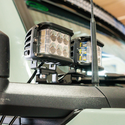 Ditch Light Mount Kit Fits 21-Present Ford Bronco Raptor - (2) 27W Side Projecting LED Pods/(2) 27W Side Projecting LED Pods Cali Raised LED