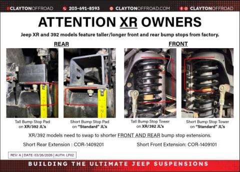Jeep Wrangler 1-2 Inch Tall Rear Bump Stops 2018+ JL Clayton Off Road