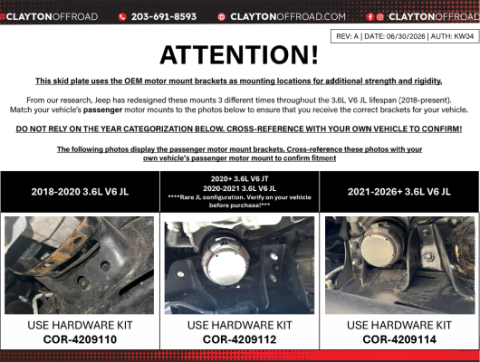 Jeep Wrangler 3.6L Skid Plate System - Skinny Tank Only (2018-2020, JL)