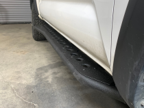 Step Edition Rock Slider For 24-Present Toyota Tacoma/Double Cab Short Bed W/ Kick Out/Yes (Raw Steel)/Powdercoat Cali Raised LED